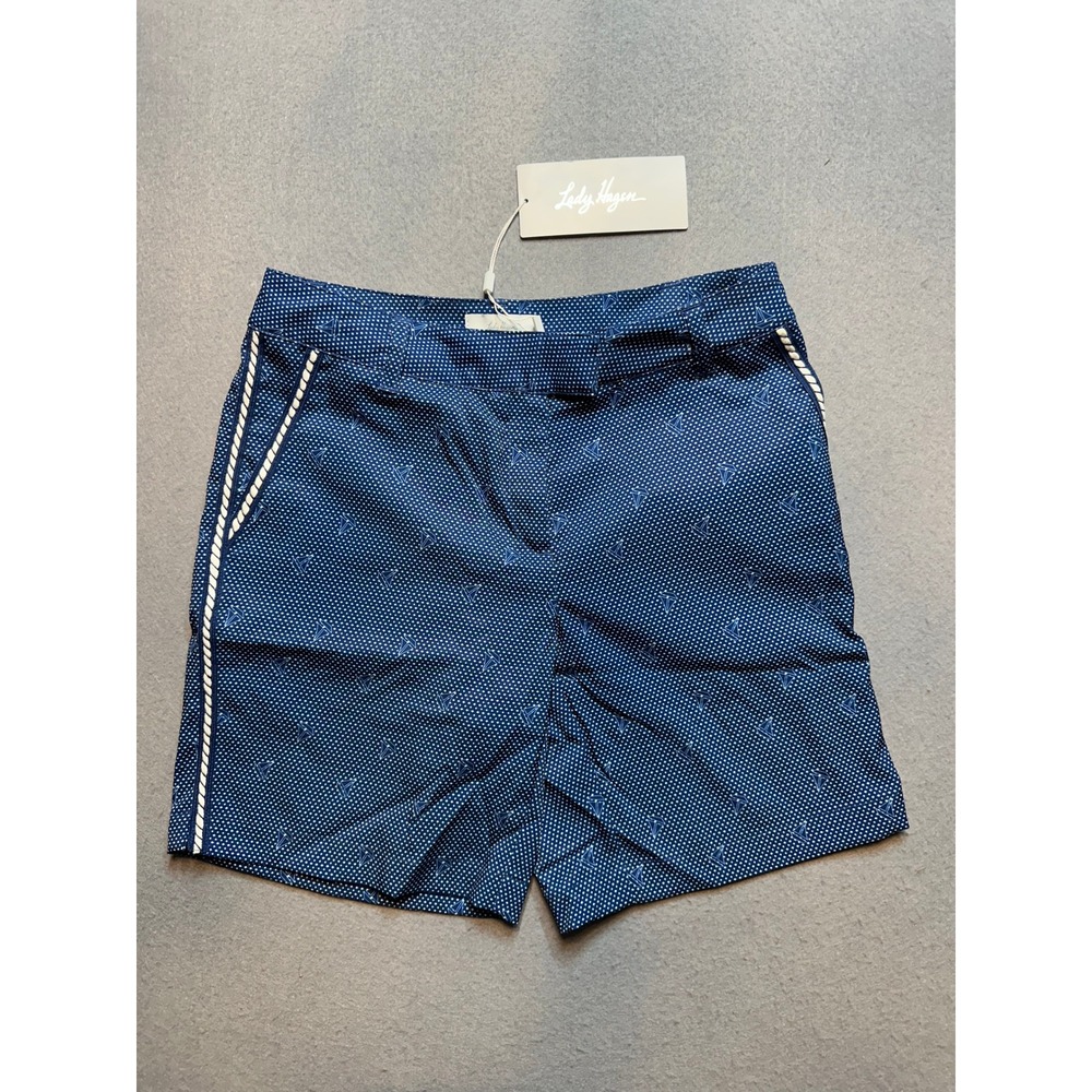 Lady Hagen Womens Golf Shorts Navy Sailboat PolkaDot Nautical Size 6 NEW-126